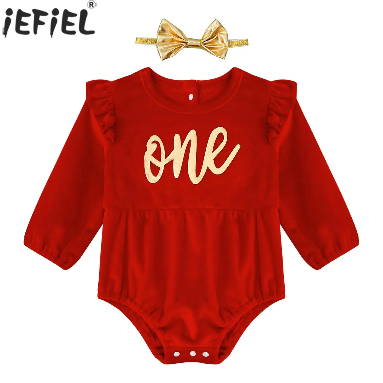 

Baby Girls Long Sleeve Cute Romper with Bowknot Headband Christening Baptism Bodysuit Birthday Party Photography Daily Clothes