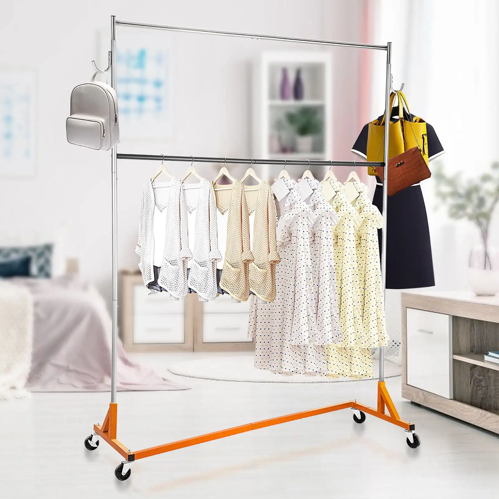 

Z-Truck Clothing Rack Rolling Garment Z Rack Lockable Casters Heavy-duty