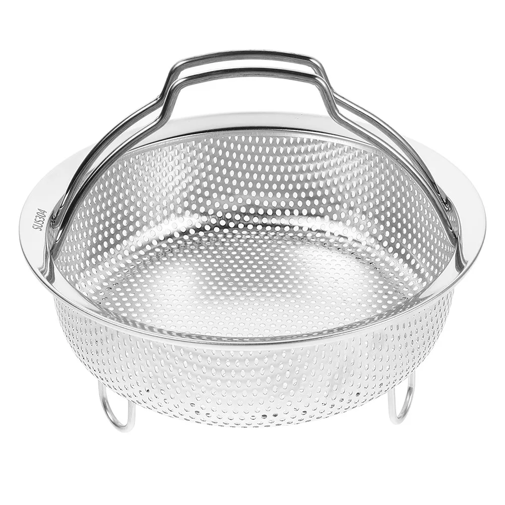 

304 Stainless Steel Draining Basket 22Cm Thickened Colander Handle Vegetable Fruit Strainer Fine Mesh Kitchen Steamer Insert Pot