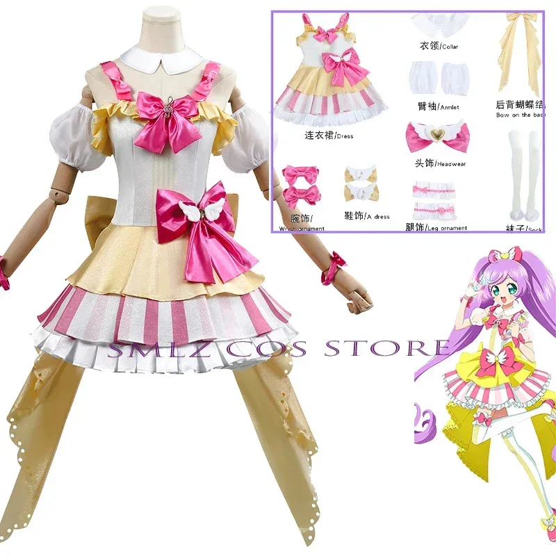CyManaka Laala Cosplay Anime Pripara Costume Lala Parrucca Ragazza Abito da principessa Abito da festa di Halloween Gioco di ruolo per donna