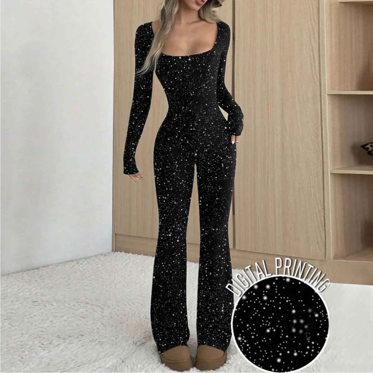 

Customized Vintage Evening Dresses with Sequins Jumpsuit Party Dresses Black Long Sleeve Prom Gown Plus