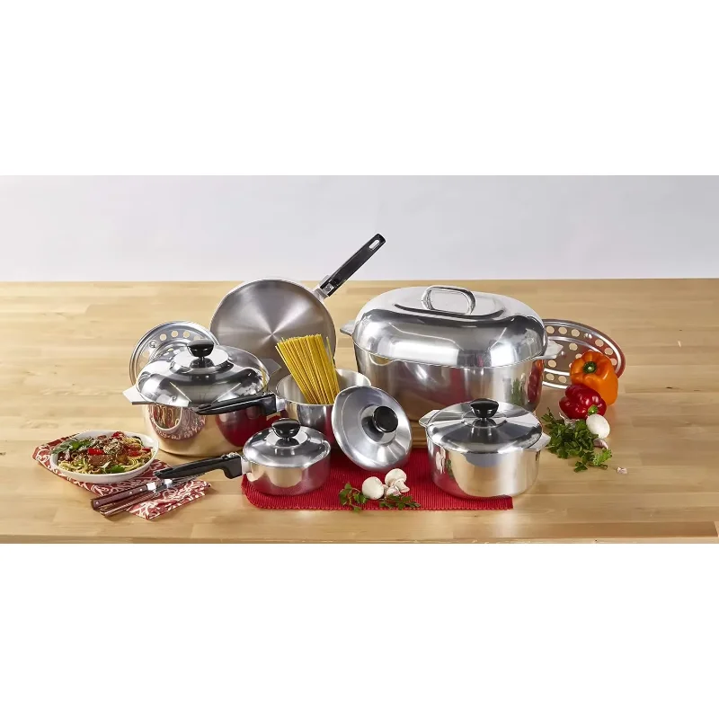 IMUSA USA Heavy Duty 13-Piece Cast Aluminum Cajun Cookware Set, Silver