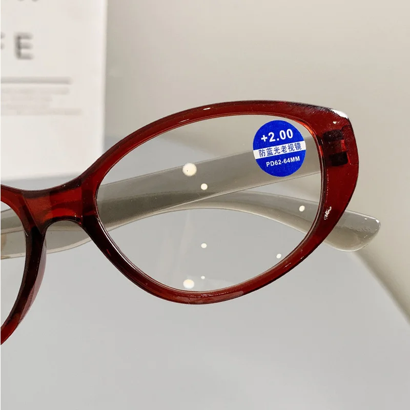 Lunettes de lecture à monture ovale œil de chat pour femmes, Anti-lumière bleue, bloquant l'ordinateur presbyte, dioptrie pour dames