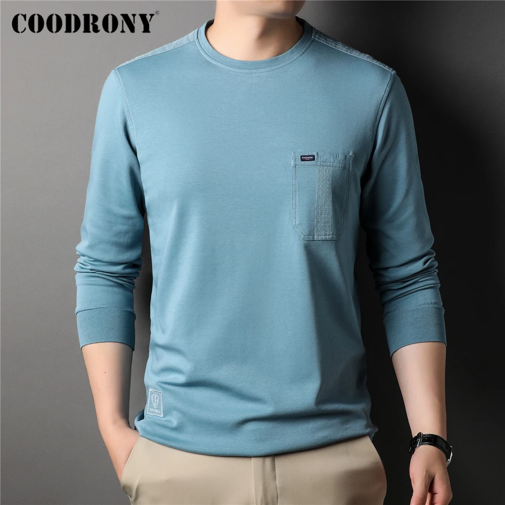 

COODRONY Brand O-Neck Long Sleeve Pocket Cotton T Shirt Men Clothing Spring New Arrival Streetwear Casual T-Shirt Homme Z5133