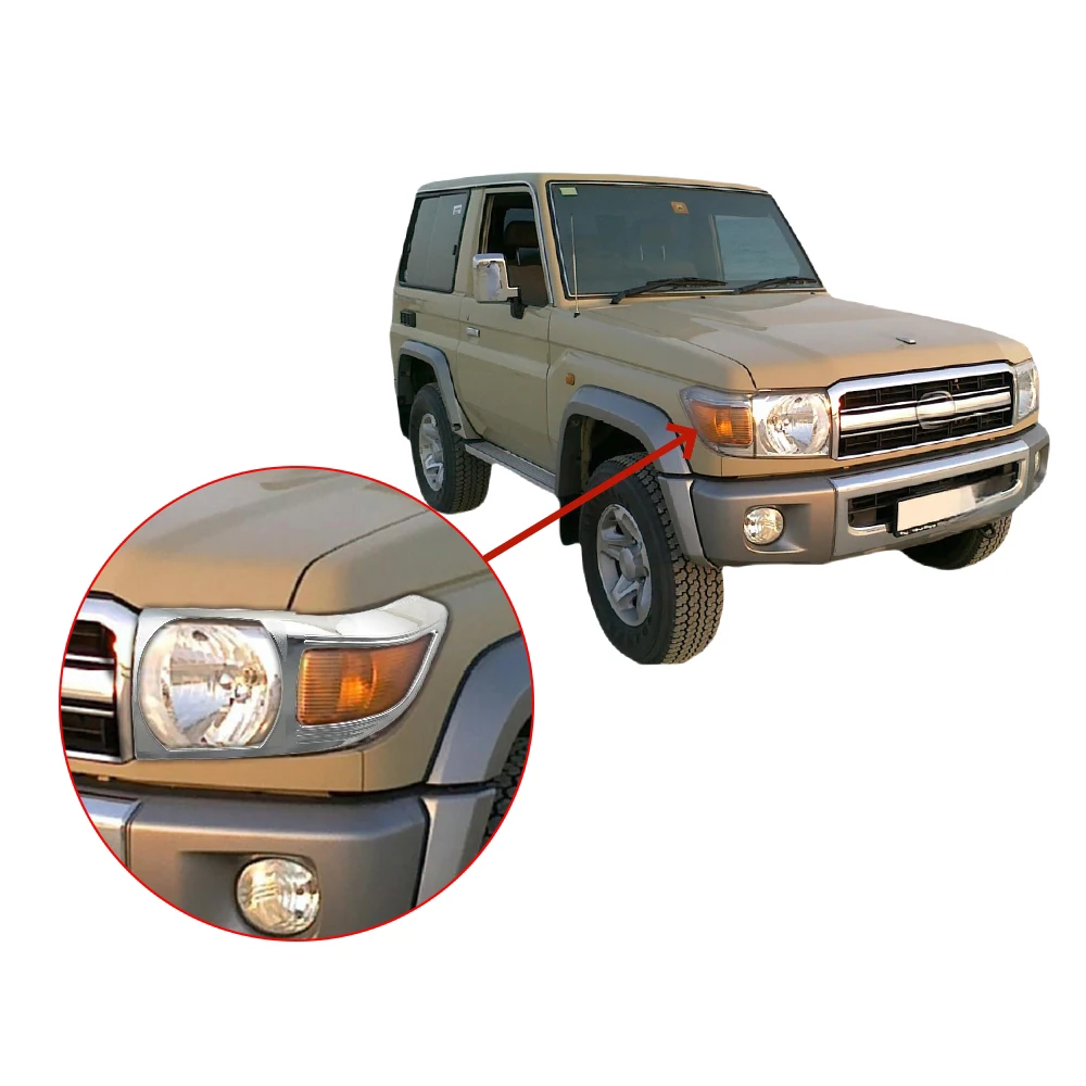 2 Pcs ABS Silver Car Head Lamp Cover For Toyota Land Cruiser LC70 FJ70 70 Pickup 1987 - 2004 Car Accessories Exterior Decorate