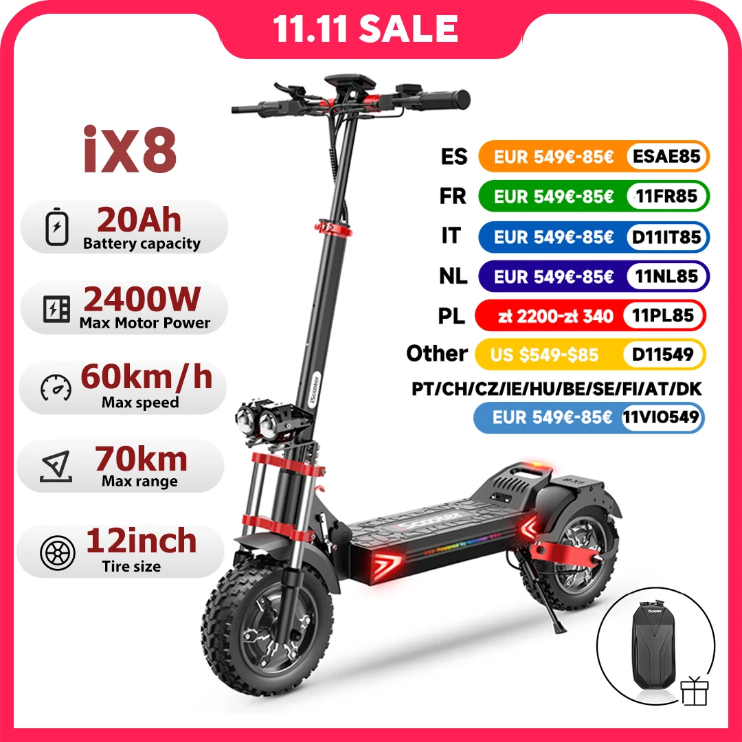 iScooter iX8 12 hüvelykes elektromos roller 2400W