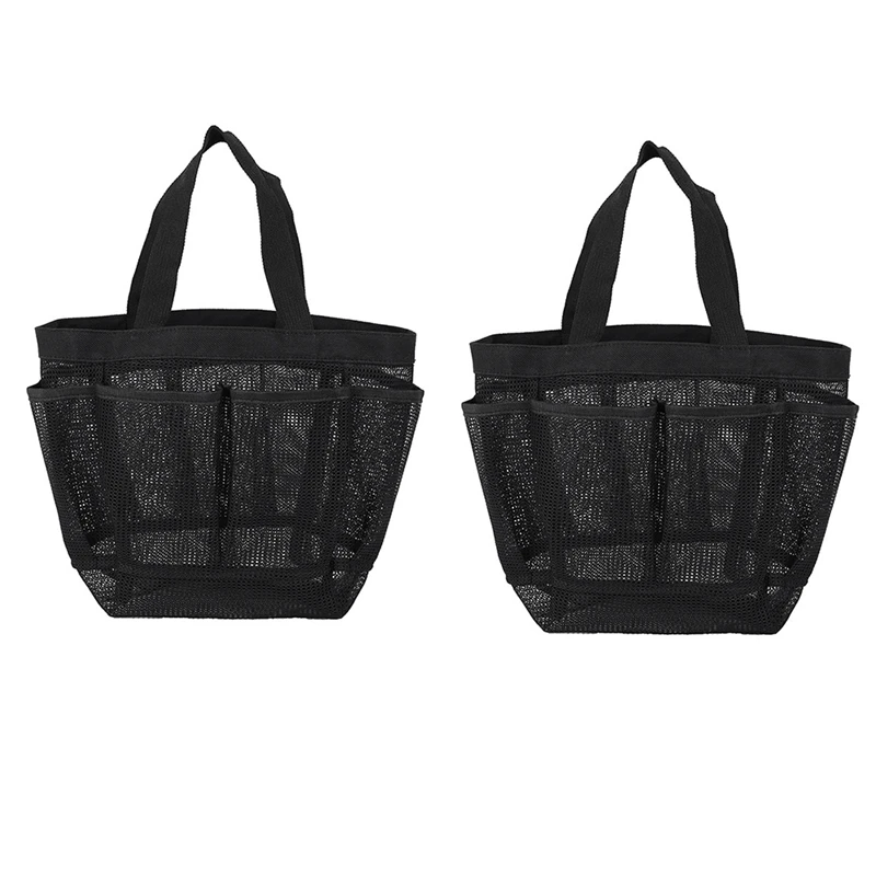 

2Pcs Portable Shower Handbag Suitable For University Dormitory, Bathroom, Gym And Travel Hand-Held Bath Bag Black