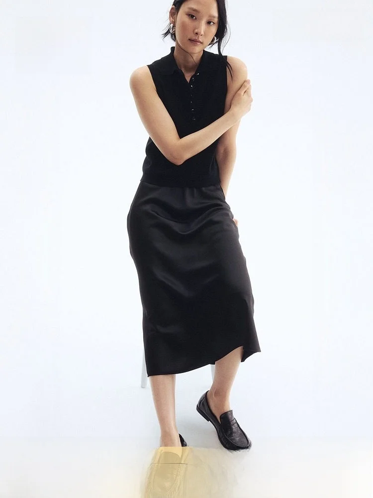 

Юбка А-силуэта с высокой талией женская весенняя, облегающая, мягкая, повседневная, средней длины H&M 2922