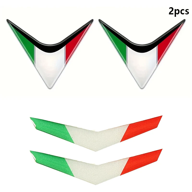 2pcs Italy Flag Arrow Sticker 3D Emblem Badge Resin Decoration Car Accessories Italian for Motobike Car Bike Truck Skateboard