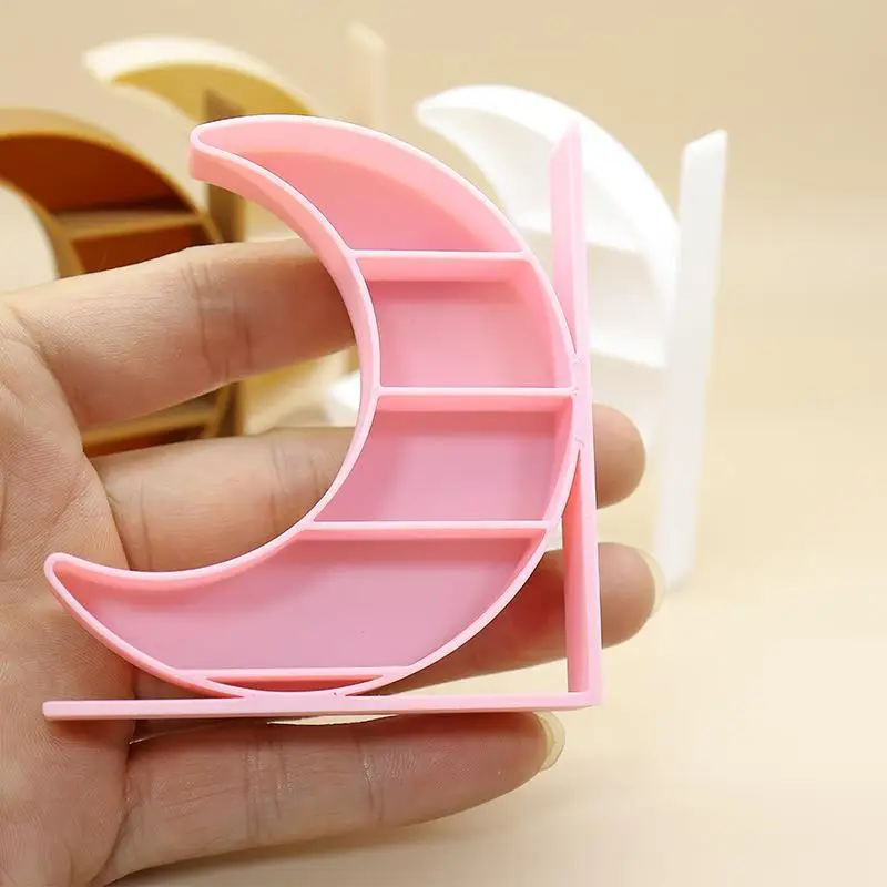 1:12 Dollhouse Miniature Moon Bookcase 4-Tier Storage Display Rack Pretend Play Toy for Doll House