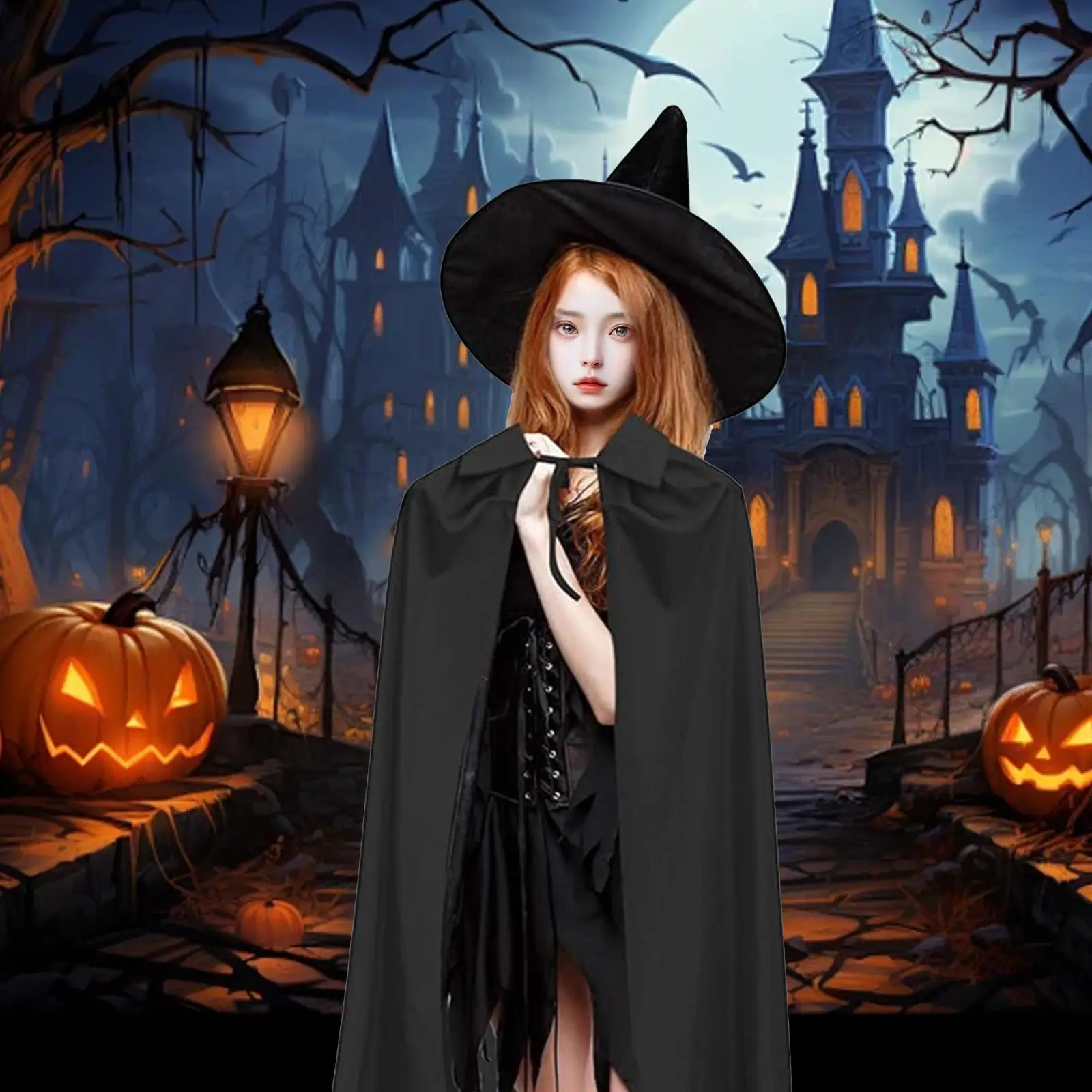 

2 шт., остроконечная шляпа волшебника, платье для вечеринки, 140 см, плащ для косплея на Хэллоуин, накидка