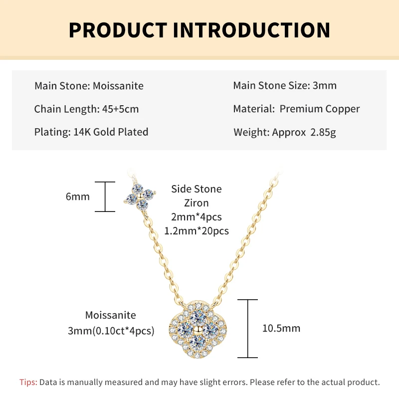 Rrjzz GRA-zertifizierte D-Color VVS1 Moissanit-Anhänger-Halskette, Labor-Halskette mit Imitationsdiamant für Frauen, Charm-Halskette, Schmuck, Geschenk – Detail 1