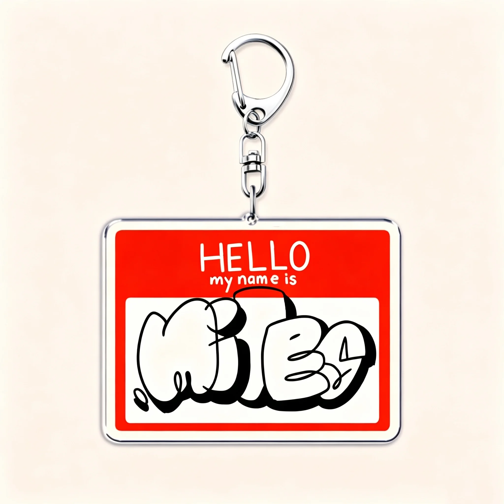 Hello I'm Funny Name Tag Acrylic Keychain Humorous Quote Bag Charm Daily Decor Accessory Gift for Book Lovers Bookish Friends