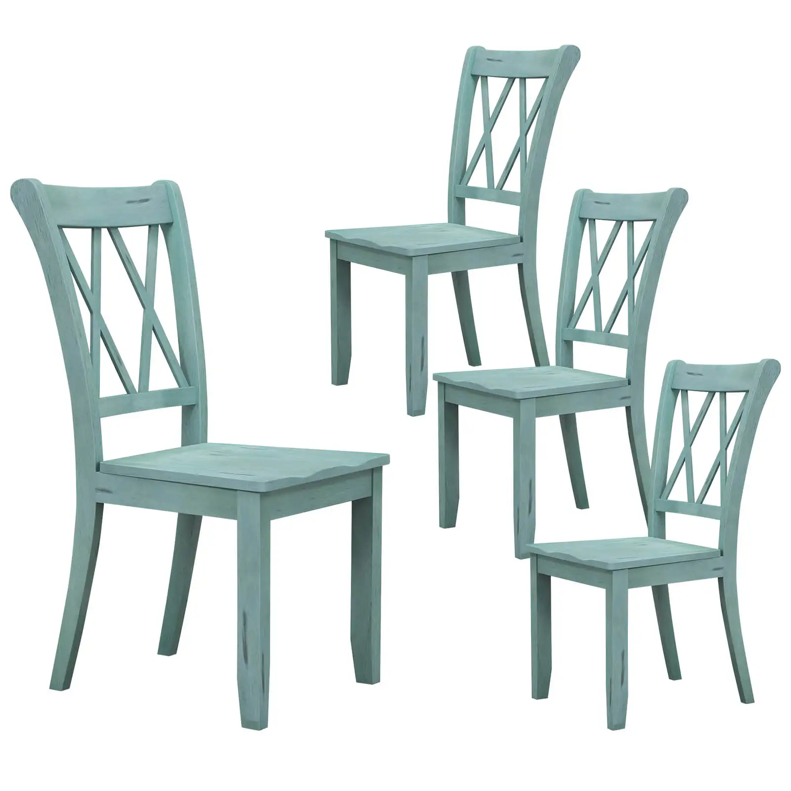 Set of 4 Wood Dining Chair Cross Back Dining Room Side Chair Home Kitchen