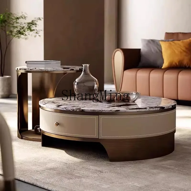 

LXY light luxury coffee table living room home high-end marble round coffee table