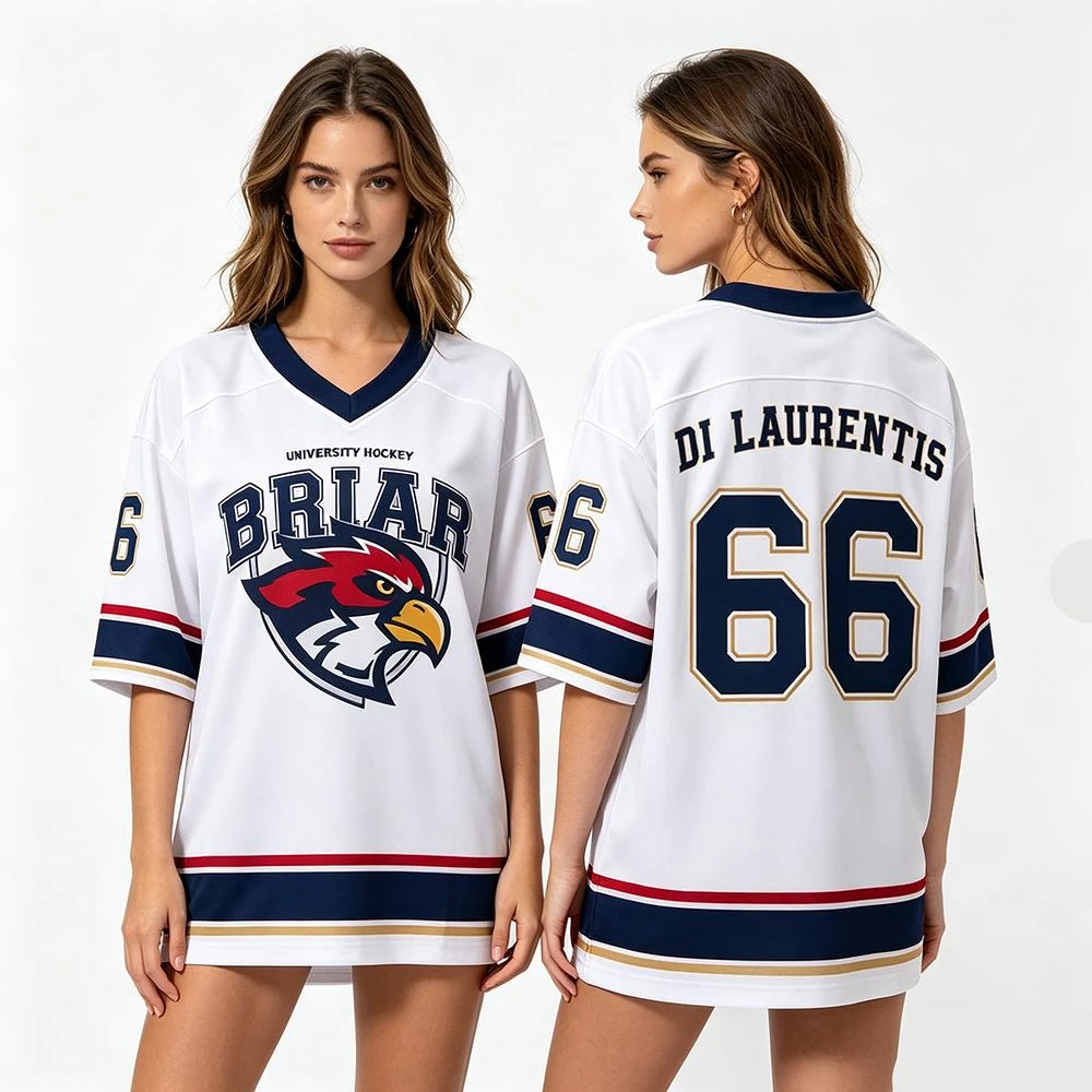 TV Off Campus Briar University Graham 44 Hockey Jersey V-Neck 3_4 Sleeve Breathable Mesh Loose for Adults and Children