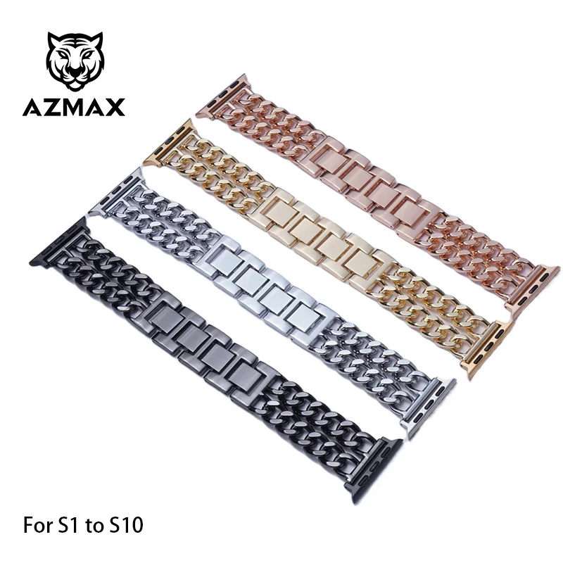 

AZMAX женский браслет-цепочка для Apple Watch Ultra 1/2 49 мм, ремешок 46 мм, 40 мм, 45 мм, 44 мм, 41 мм, 42 мм для серии Iwatch
