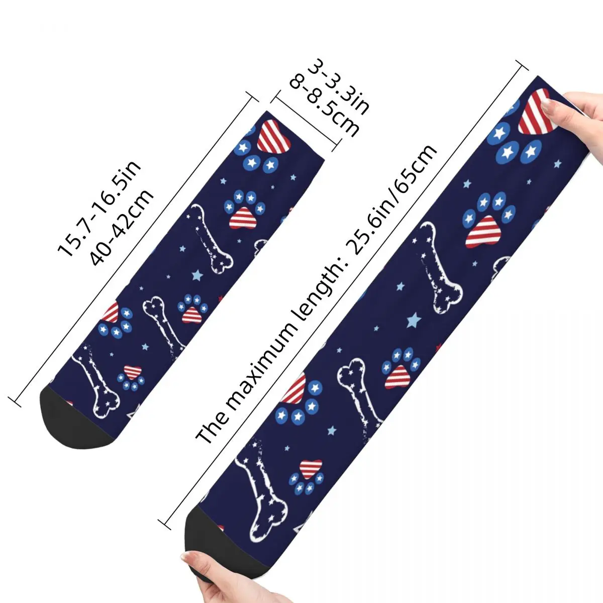 Happy Men's Socks Paw Print Bone And Star For American Vintage Dog Lover Man Hip Hop Crazy Crew Sock Gift Pattern Printed