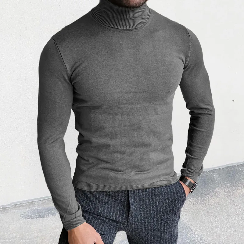 Autumn And Winter New Turtleneck Knitted Sweater Slim Pullover Bottoming Sweater Muscle Men's Sweater