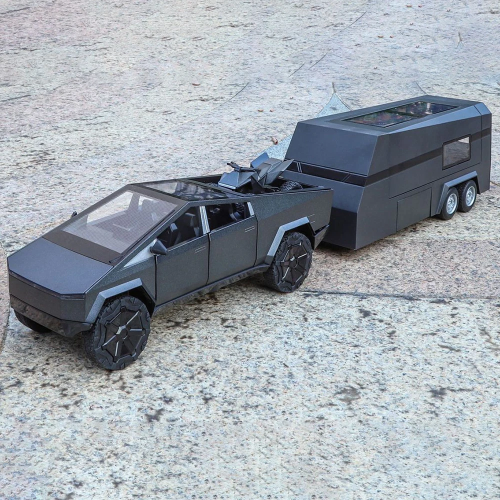 

1:24 пикап-прицеп, модель автофургона, игрушечный автомобиль, откатные двери, открытые амортизирующие модели внедорожников, звуковые световые украшения