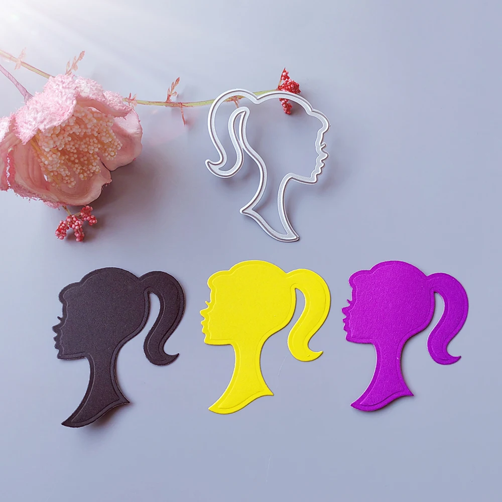 Silhouette of new beautiful girl's head cutting dies scrapbook decoration embossed photo album decoration card making DIY crafts