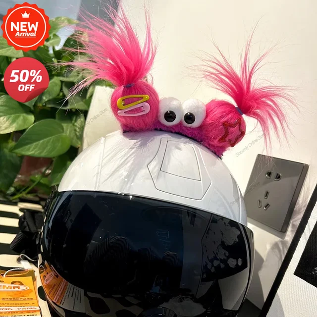 Śliczne śmieszne dekoracje na kask warkocze peruki motocykl jazda na rowerze kask narciarski śmieszne akcesoria dekoracyjne naklejki podwójne skrzyp polny kocie uszy