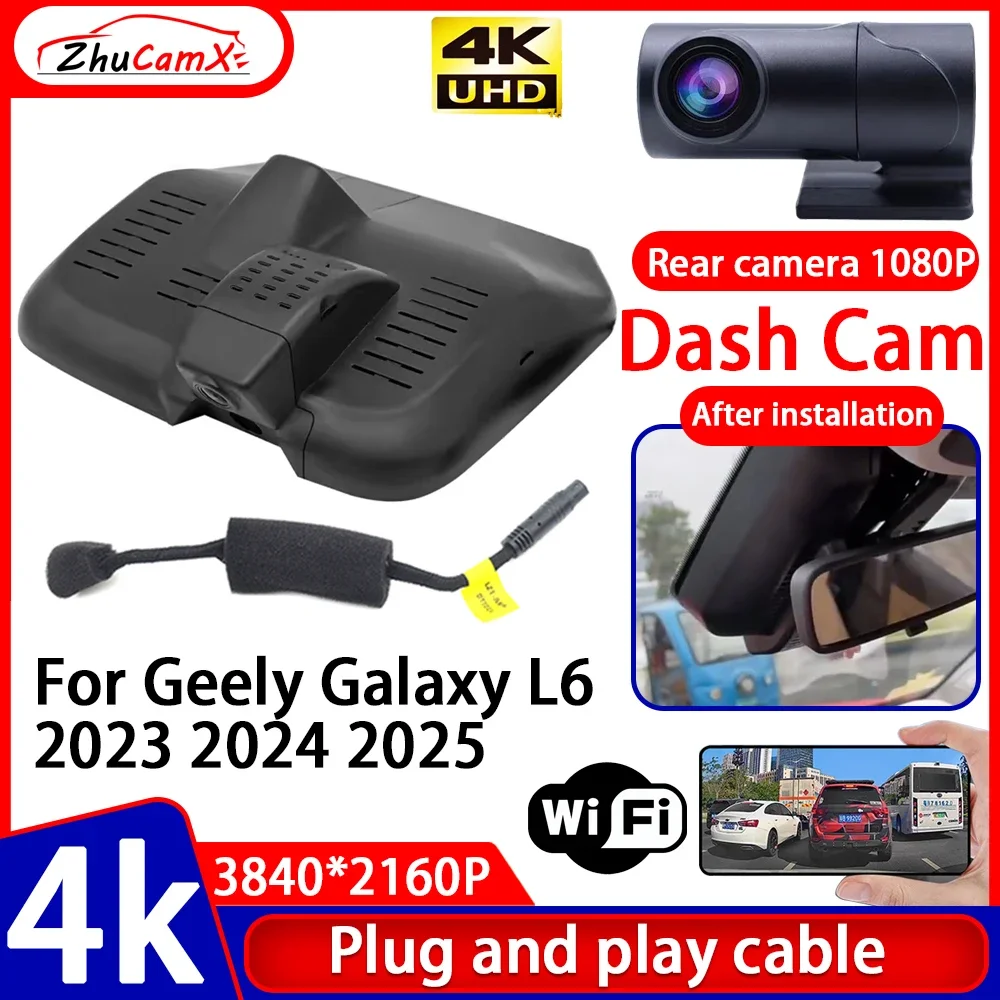 

ZhuCamX Video Recorder Night Visio 4K UHD Plug and Play Car DVR Dash Cam for Geely Galaxy L6 2023 2024 2025