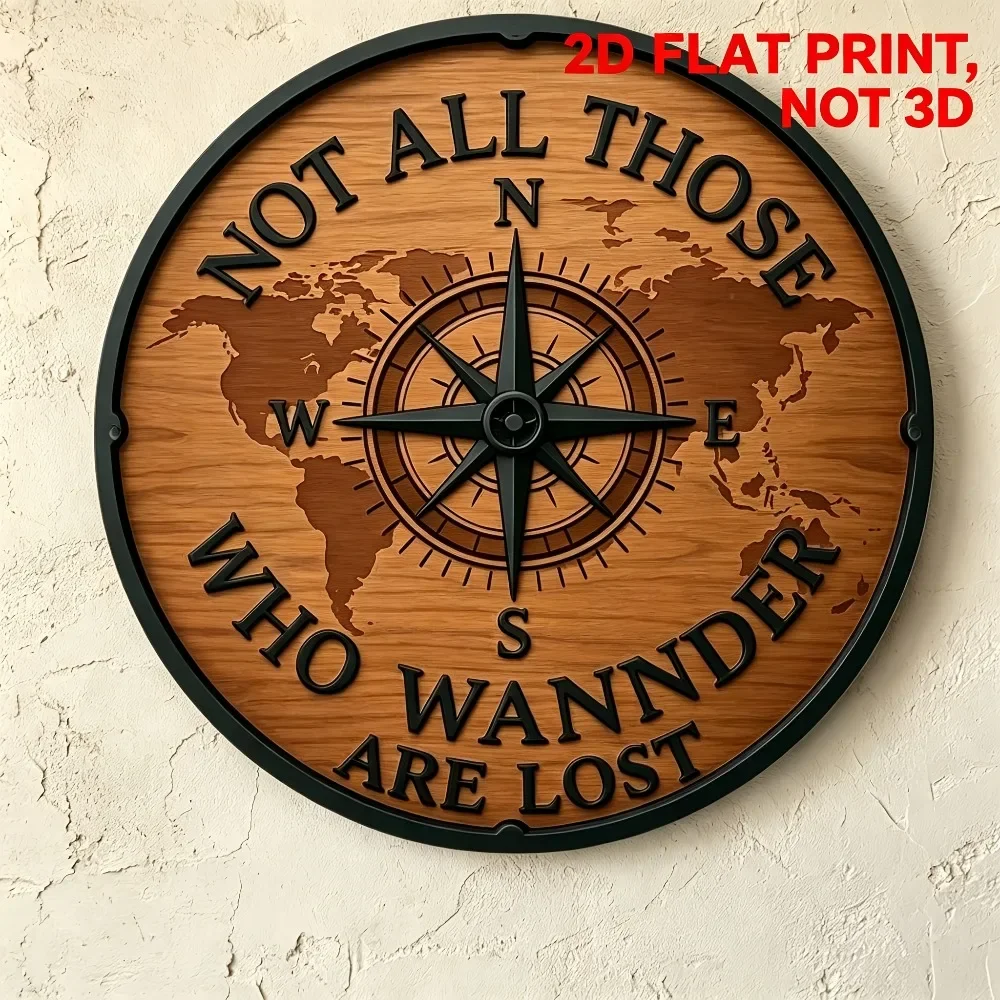 Vintage Retro Compass Aluminum Wall Art 8 Inch Waterproof Durable Metal Sign For Home Bar Cafe Garage Bedroom Decor
