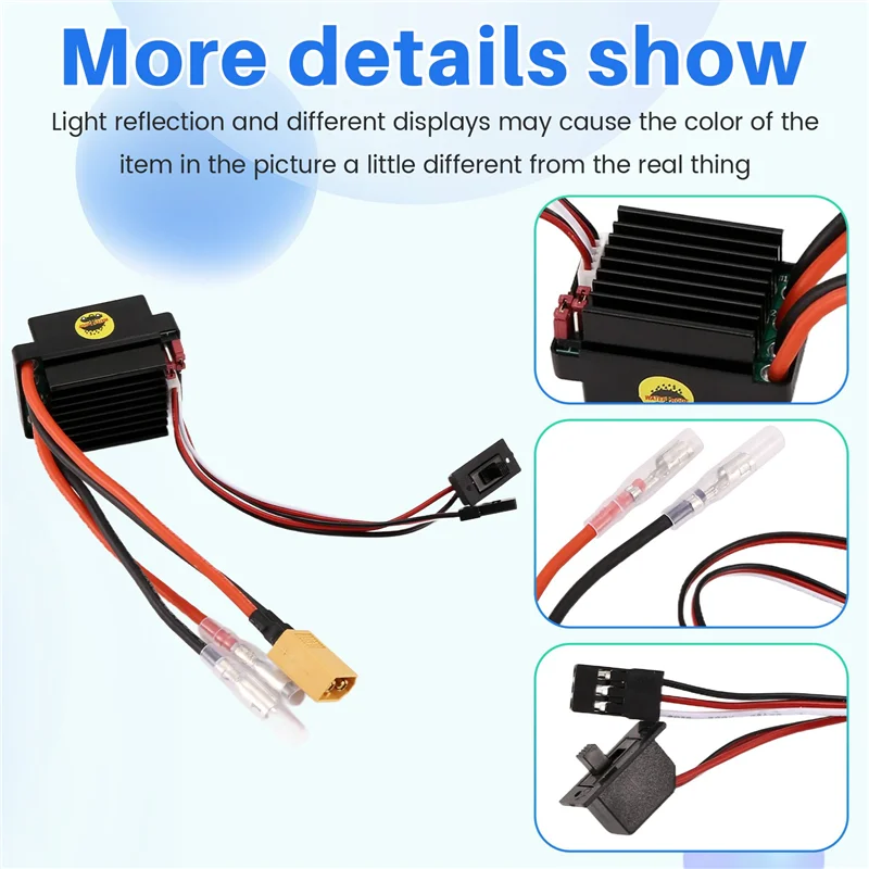 AA60-2X RC Hobby 60A ESC Pengendali Kecepatan Motor Disikat dengan 2A BEC Tegangan Tinggi 6-12V Sikat ESC untuk Kapal RC & Mobil RC ESC,A