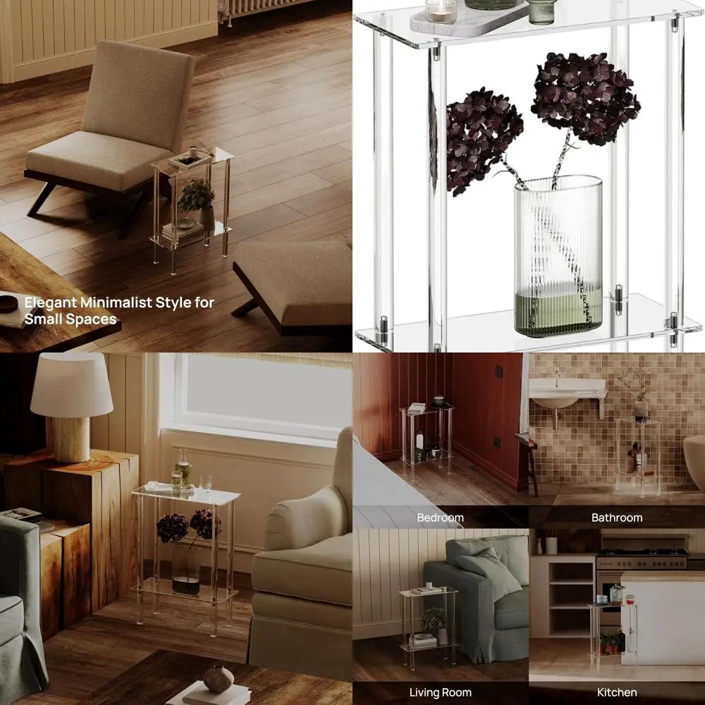 

Slim 7 Wide Acrylic 2-Tier Nightstand for Small Spaces, Clear Bedroom End Table, 15.7 L x 21.8 H