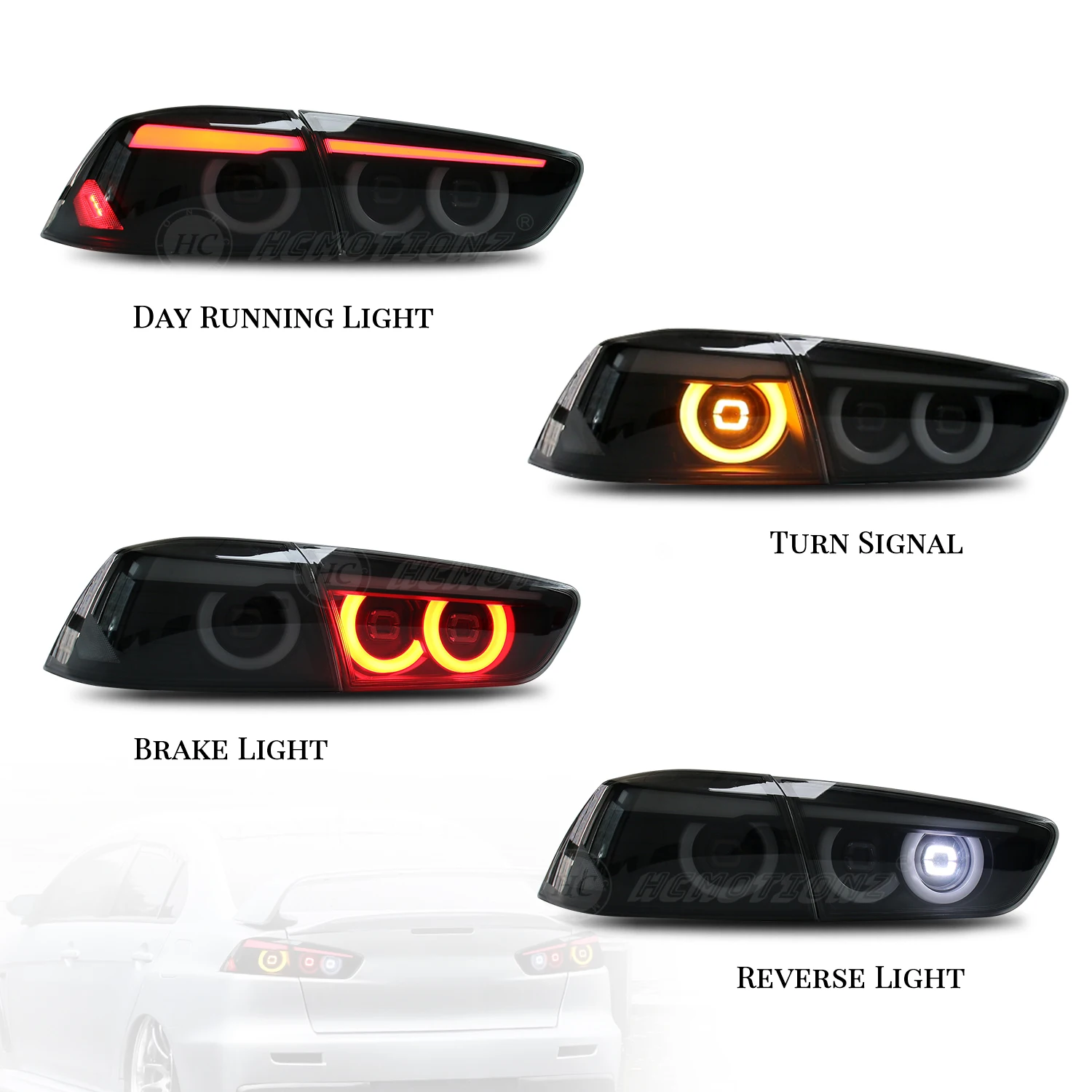 HCMOTIONZ Tail Lights For Mitsubishi Lancer EX EVO 2008-2017 NEW Design Start UP Animation DRL Car Rear Back Lamps Assembly