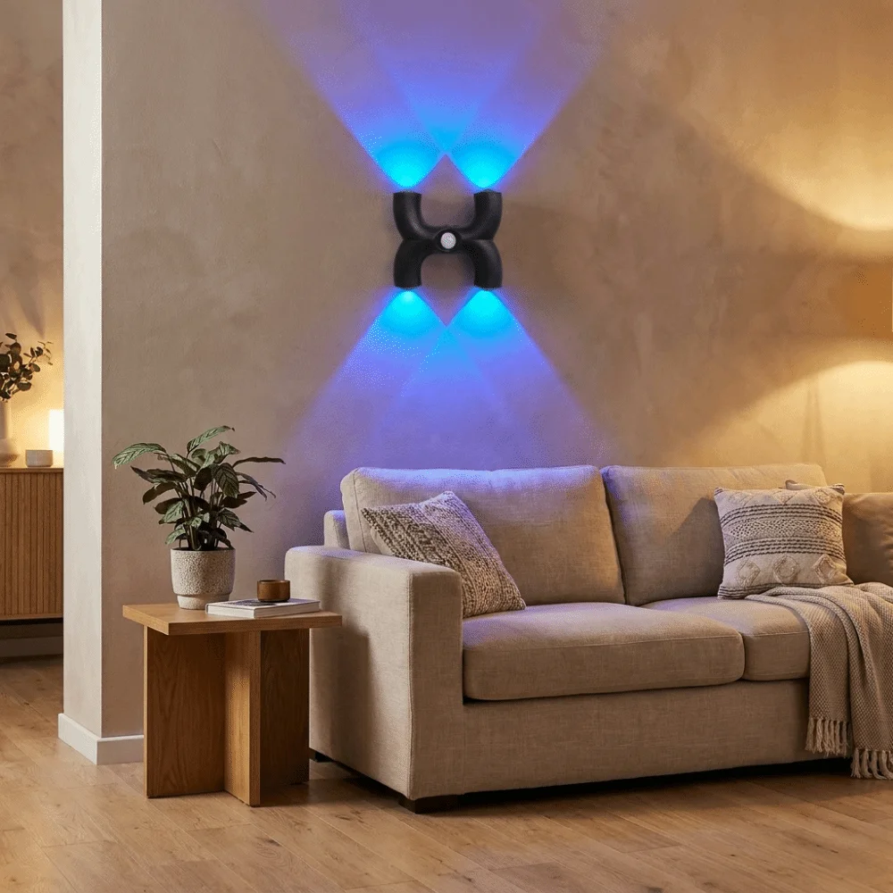 Tri Color Light/RGB Motion Sensor Night Light Smart Sensing USB Charging Induction Wall Lamp No Drilling Required