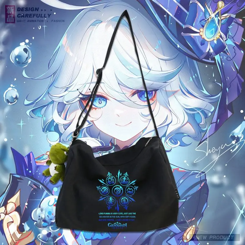 Anime Game GS Impact Cosplay Furina Focalors Merch Student Crossbody Canvas Messenger Unisex Fashion Shoulder Bag Gift