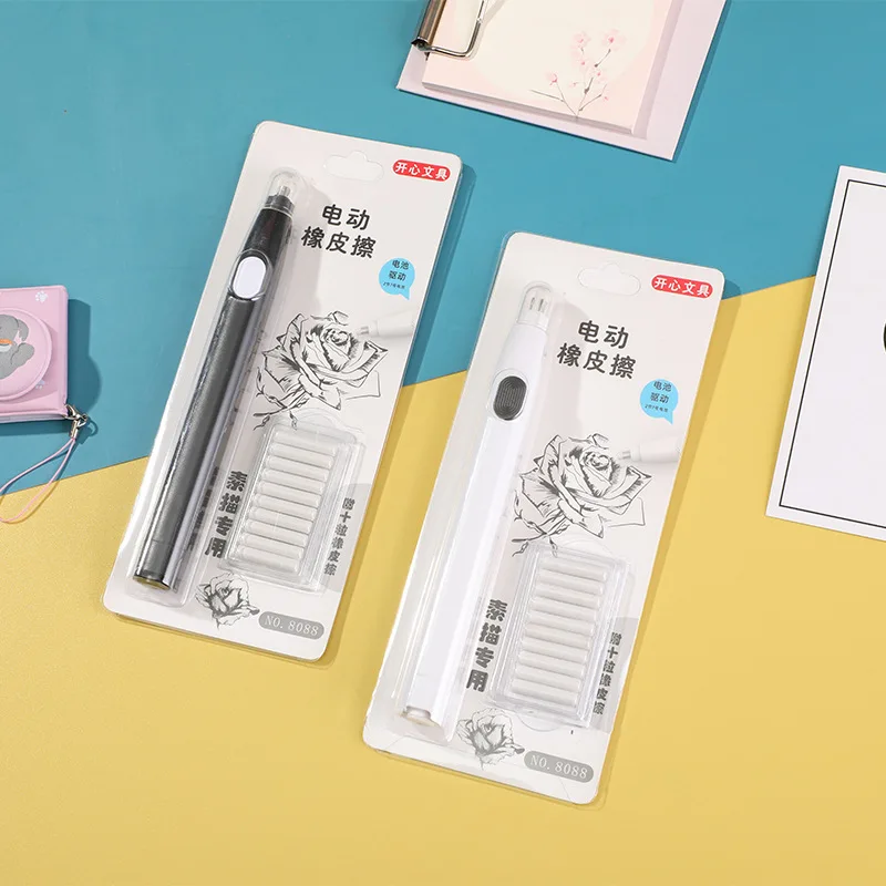 ممحاة مطاطية كهربائية قابلة للتعديل مع عبوات مطاطية طاقة البطارية لرسم الرسم ومحو لوازم القرطاسية المدرسية