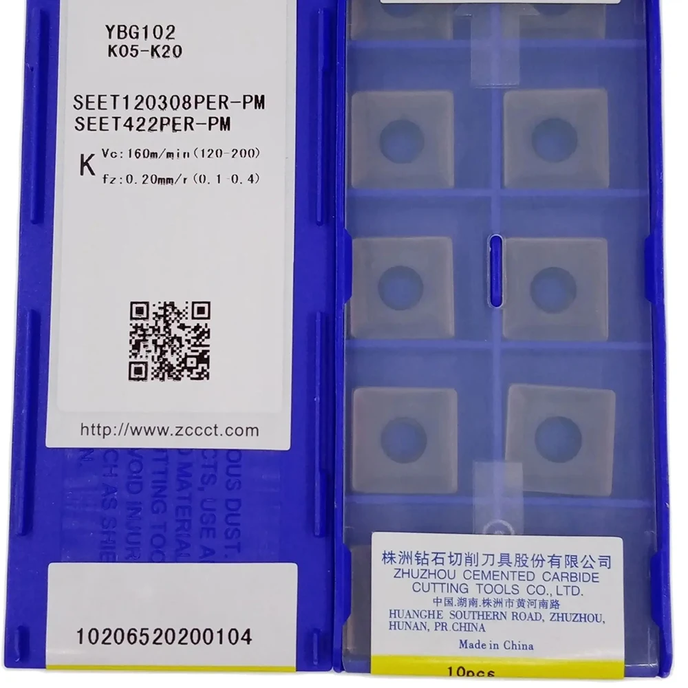 YBC302 YBM251 YBD252 YBM351 ZCC SEET120308PER-PM Millling tool blade carbide inserts Cutting Tools 10Pcs/box SEET 422PER-PM