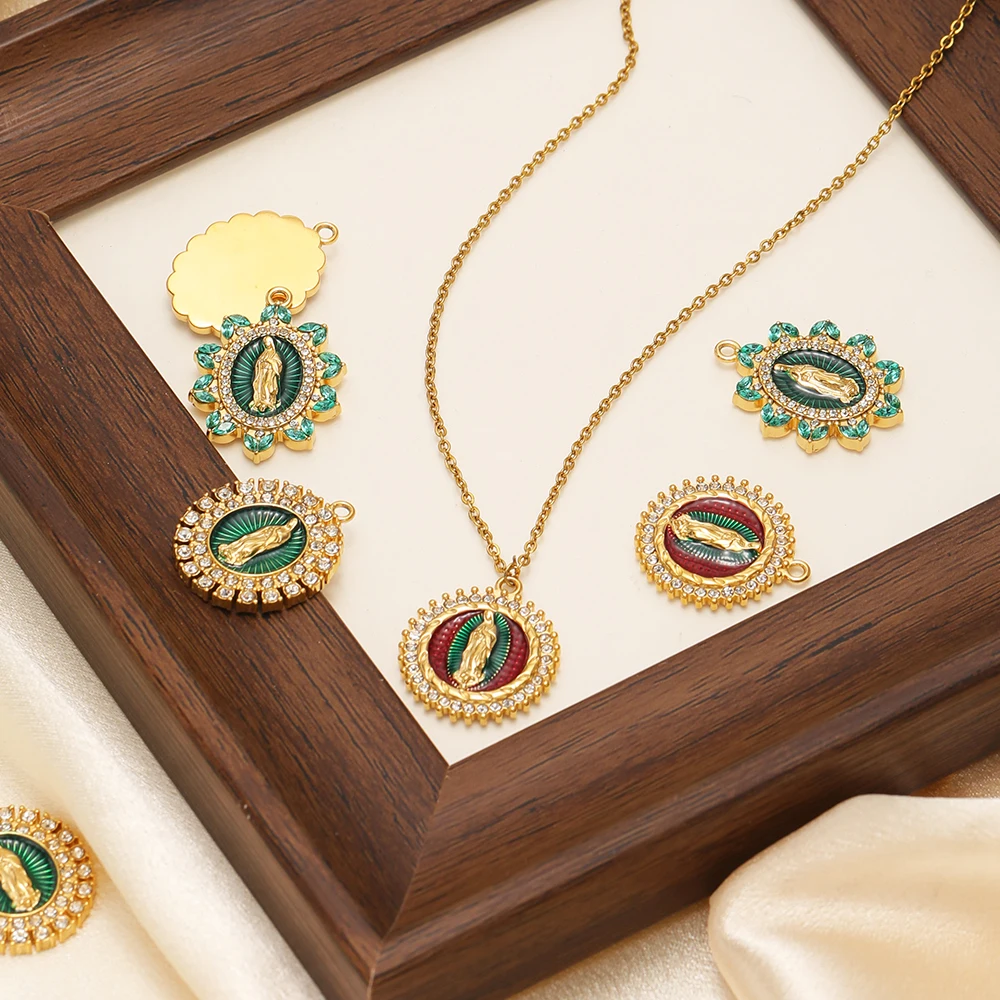 2 قطعة المينا الفولاذ المقاوم للصدأ يسوع المسيح سحر الزركون المعلقات DIY بها بنفسك مجوهرات قلادة سوار النتائج أقراط صنع الإمدادات