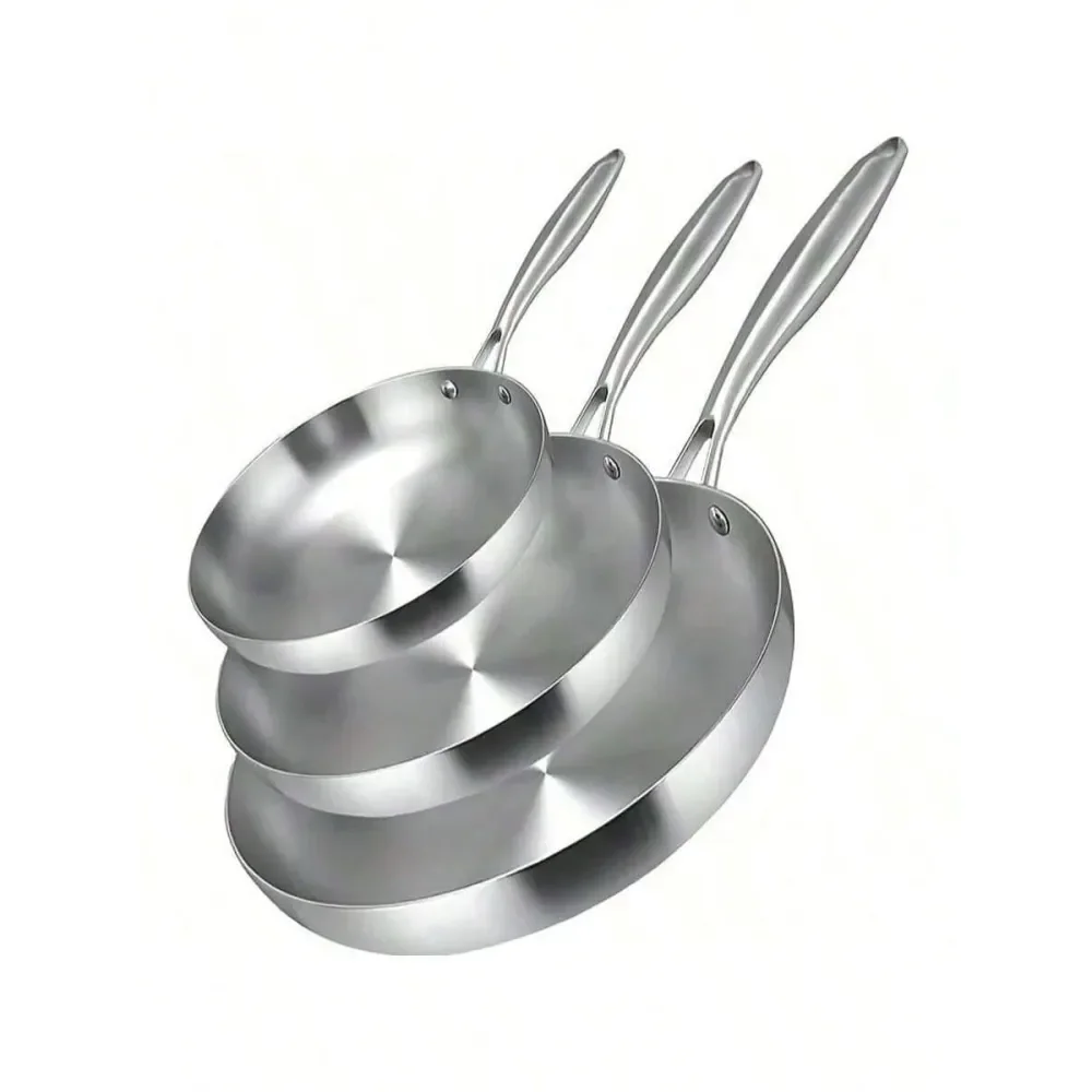 

Stainless Steel Frying Pan,Chefs Pans,Skillets,Induction Cookware,Pots And Pans Set,Dishwasher And Oven. 12 10.25 8.5inch