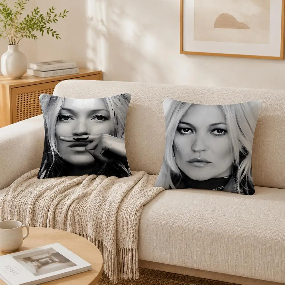 Famous Model K-Kate Moss Cushion Cover Plush Decorative Pillow Case With Hidden Zipper Cutecore Room Decor For Home