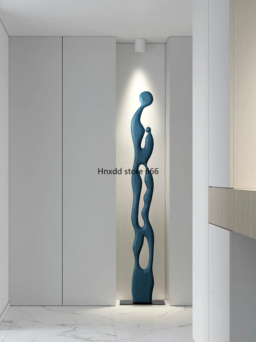Sculpture floor ornaments Sales office Entrance vertical height wood carving decoration