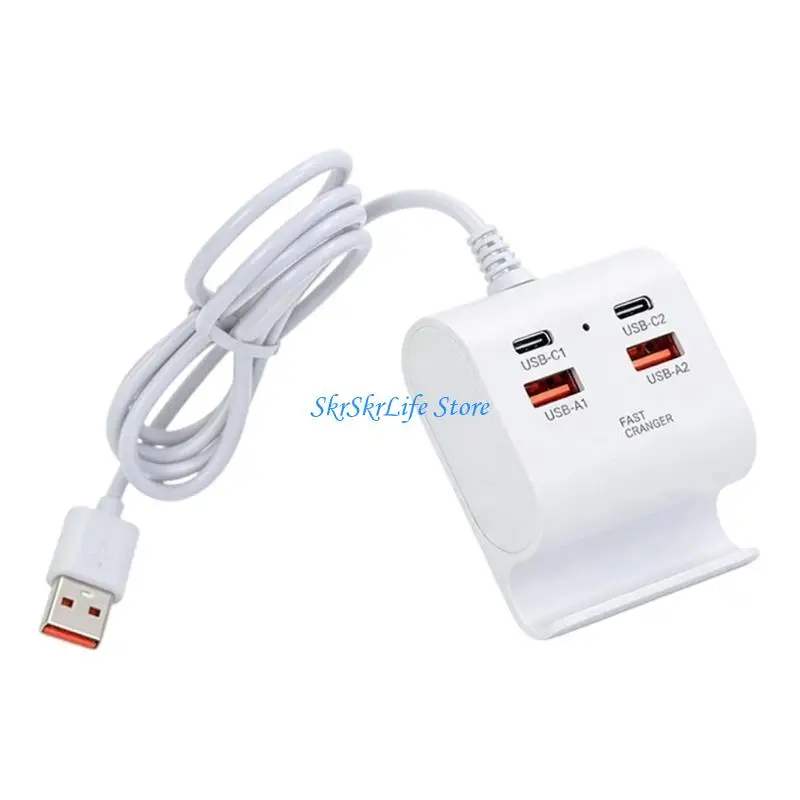 E65E USB C Adapter With 4 Port Including 2 USB And 2 Type C For Phones Tablets And Gaming Consoles Fast Charging