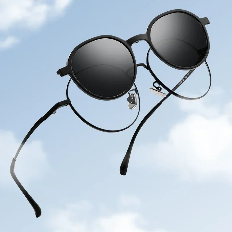 KIZN Fashion Polarizing Clip Eyewear UV Retro Round متعدد الوظائف إطار نظارات طبية بصرية للرجال والنساء #2