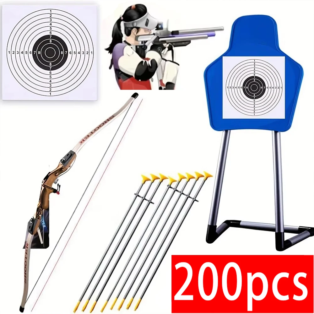 

200Pcs 5.5in Shooting Practice Paper Target Hard Card Target Paper with Scoring Rings for Bow Arrow Pistol Rifle Airsoft