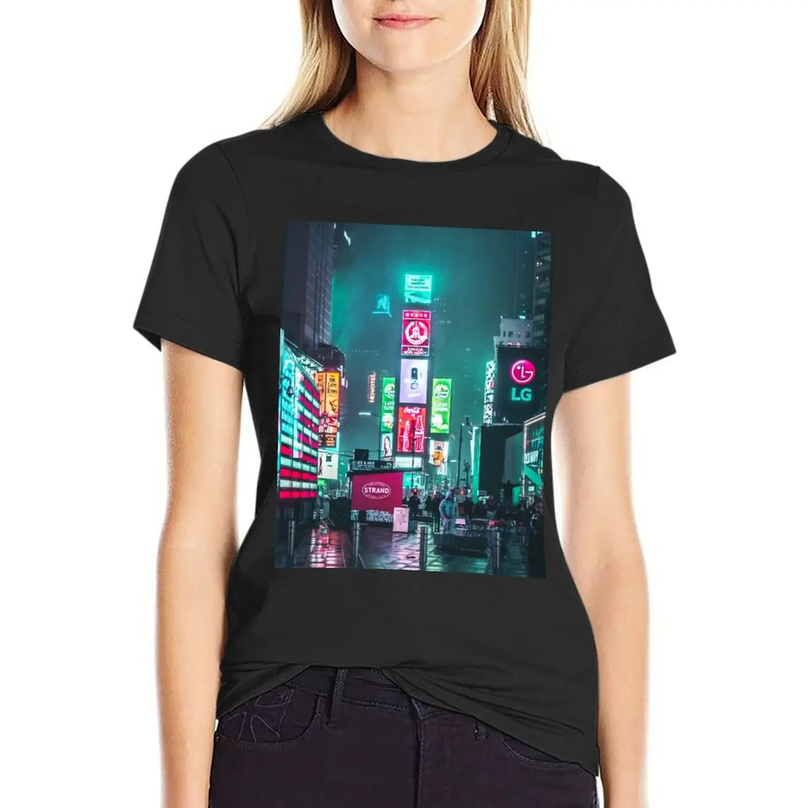 

Tokyo Nightlife neon T-Shirt plus sizes vintage clothes quick drying plain Women tops