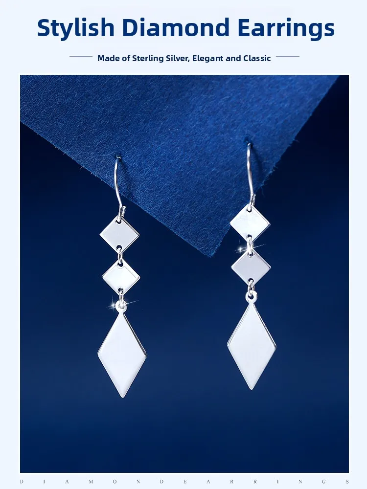 fashionable-diamond-shape-silver-earrings-women's-pure-silver-2026-new-popular-unique-design-birthday-gift-for-best-friend