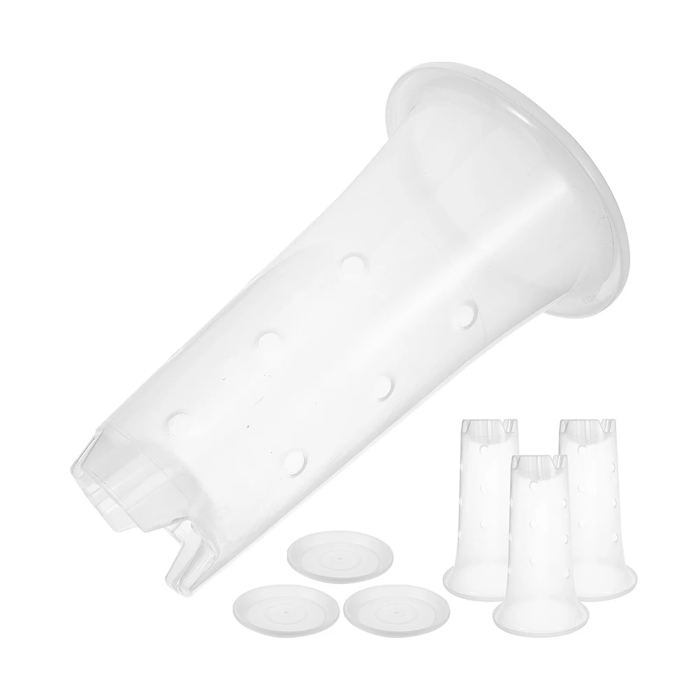 

4 set Plastic Flower Pot Set With Tray, Clear Succulent Pots For Indoor Plants, Breathable Nursery Garden Planters, Transparent