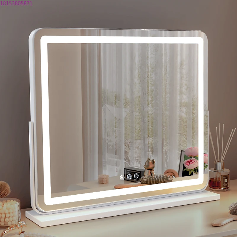 Desktop with lamp desktop led lamp high definition mirror large household bedroom smart rotatable