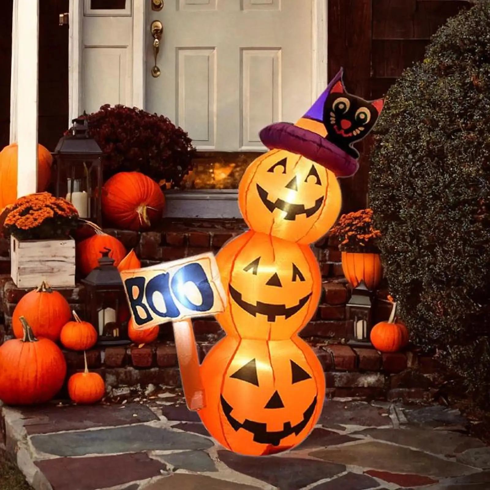 

Halloween Inflatable Stacked Pumpkins Blow up Outdoor Halloween Decorations with Build in LEDs for Lawn Family Yard Decorations