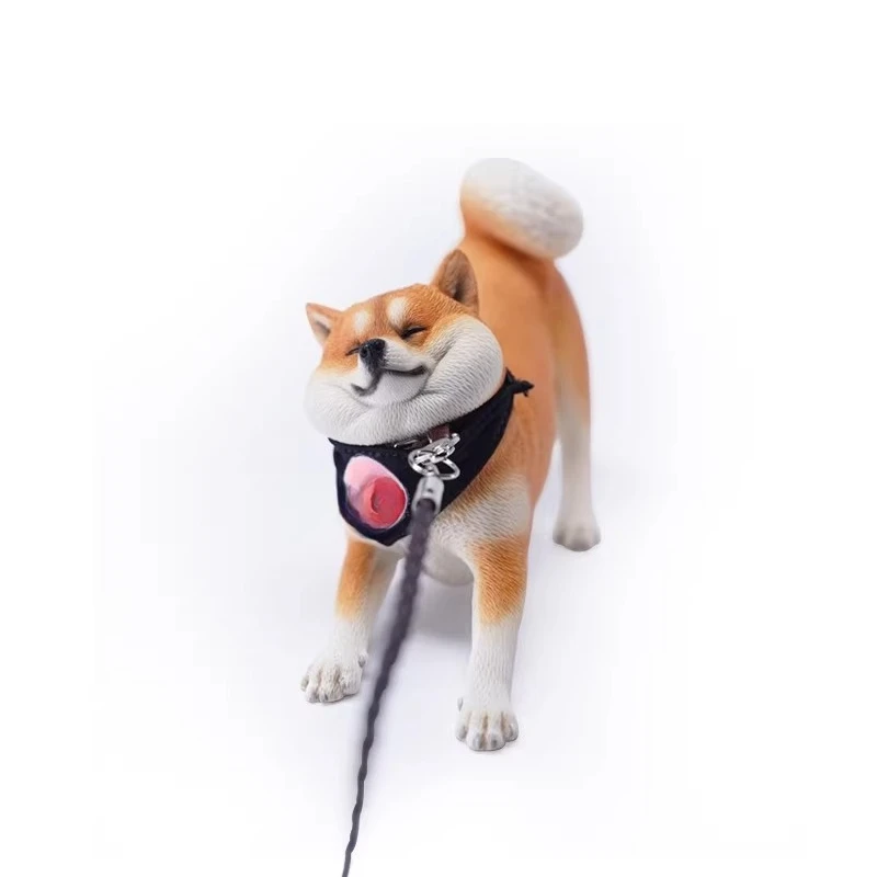 JXK Handgefertigtes 1/6 Maßstab Harz-Tiermodell: Spielvoller Shiba Inu Hund mit Schal für Desktop-Display und Sammlung – Detail 6