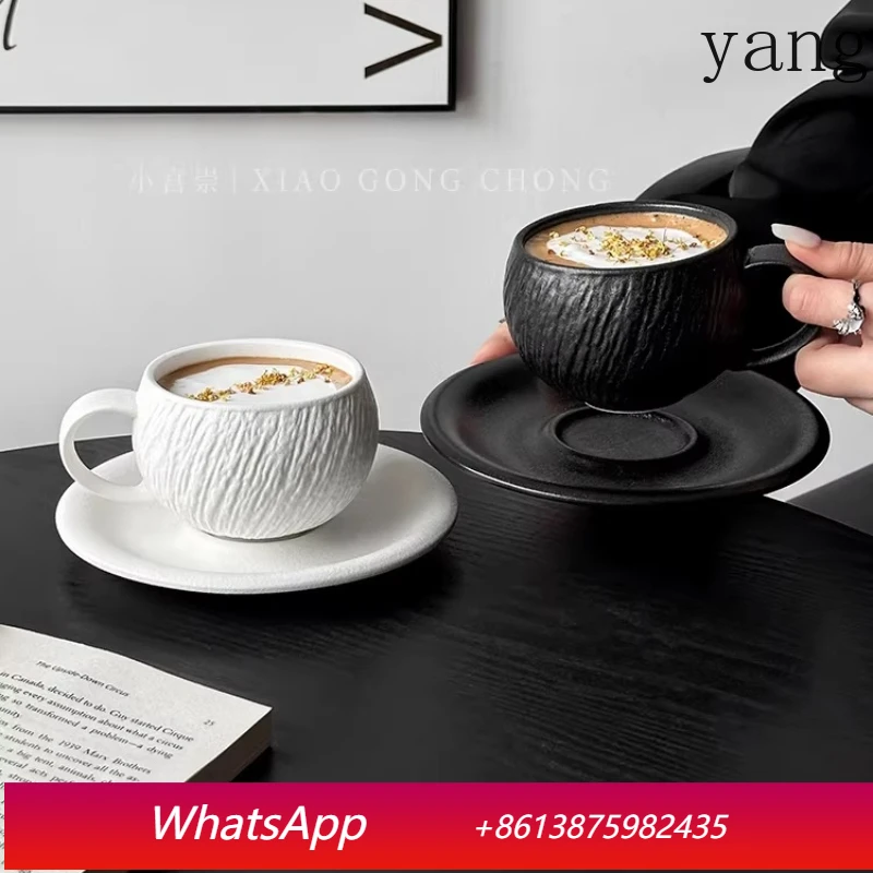 

LMM high-value stone pattern ceramic coffee cup and saucer set household Italian latte cup