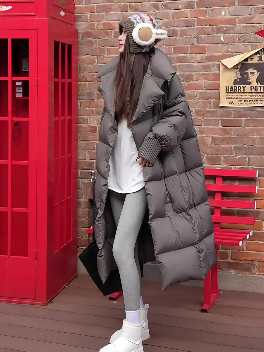 Ultra-Thi largo blanco Du down Jaet mujer invierno nueva región Polar Sle cálido abrigo de cuello grande moda hasta la rodilla